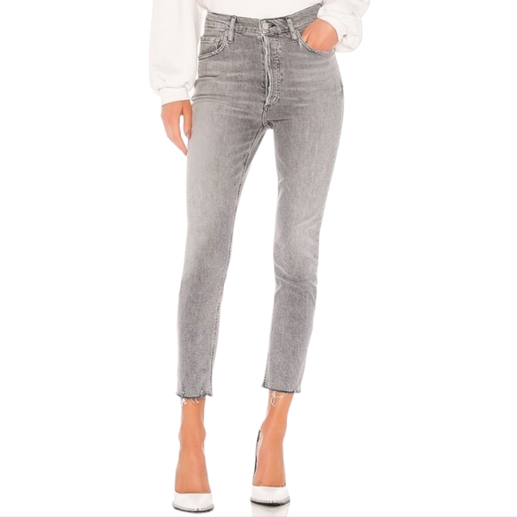 Agolde Nico High Rise Button Fly Ankle Fray Like New Size 31 Has stretch - Picture 2 of 16